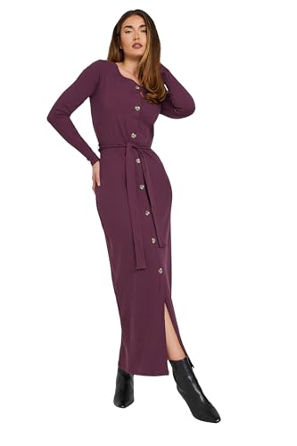 Long Tall Sally LTS Tall Ribbed Button Maxi Dress Red 18-20