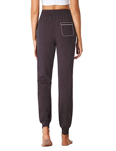 SEVEGO Womens Extra Tall 36 Inseam Jogger Lightweight Cotton Sweatpants Zipper Pockets Running Long Sweat Pants, Dark Purple, S