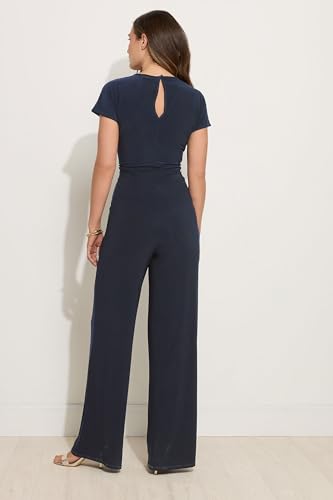 Long Tall Sally Lts Tall Twist Front Wide Leg Jumpsuit Navy 14