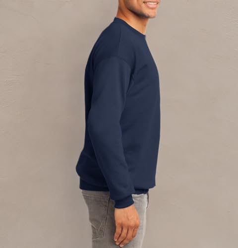 JustBlanks Fleece Sweatshirt for Men Tall Men’s Sweatshirt Crewneck Sweatshirt Relaxed-Fit Pullover Sweatshirt - Navy - 3XLT
