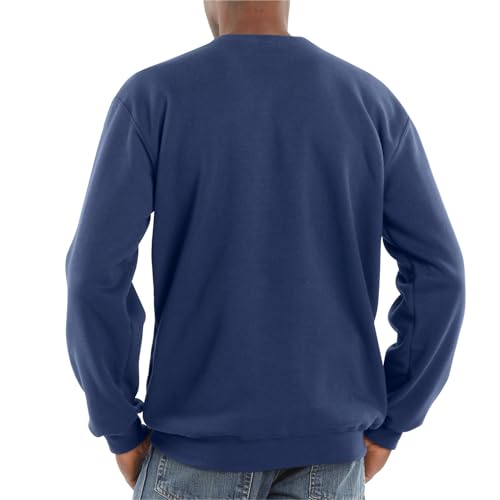 Carhartt mens Midweight Crewneck Sweatshirt (Big & Tall) work utility t shirts, New Navy, XX-Large Big Tall US