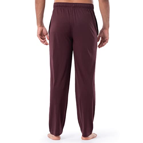 Fruit of the Loom Men's 1-Pack Extended Sizes Jersey Knit Sleep Pant (1 & 2 Packs), Dark Red, Large Tall
