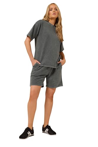 Long Tall Sally LTS Tall Acid Wash Short Sleeve Sweat T-Shirt Grey 12