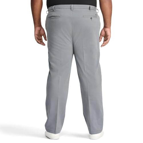 IZOD Men's Big and Tall Performance Stretch Flat Front Pant, Smoked Pearl