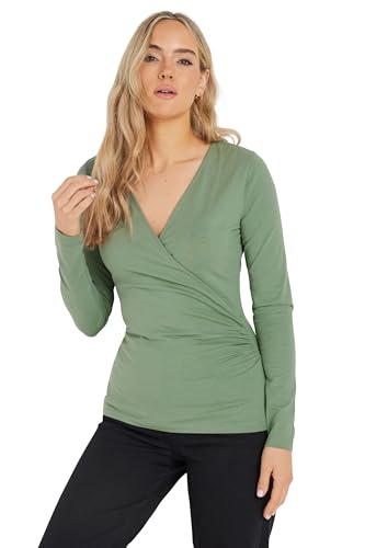 Long Tall Sally Lts Tall Long Sleeve Wrap Top Light Green 14