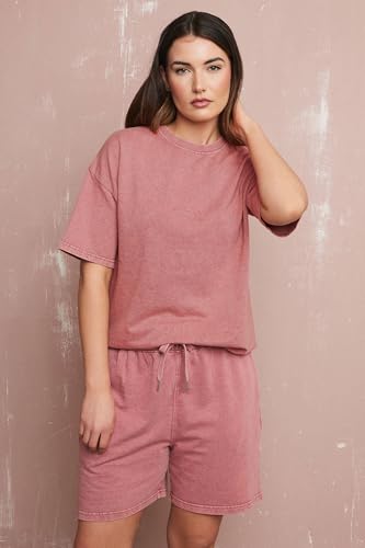 Long Tall Sally LTS Tall Acid Wash Short Sleeve Sweat T-Shirt Pink 6