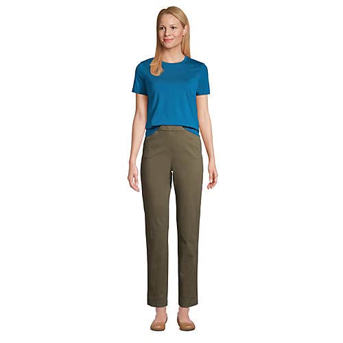 Lands' End Womens Short Sleeve Relaxed Supima Cotton Crew Neck T Shirt Baltic Teal Tall Small