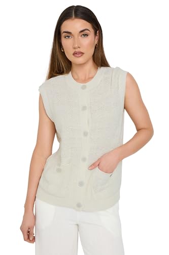 Long Tall Sally Lts Tall Knitted Metallic Button Undershirt Top Ivory 4-10