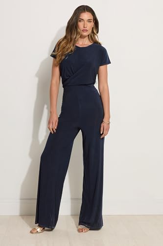Long Tall Sally Lts Tall Twist Front Wide Leg Jumpsuit Navy 14