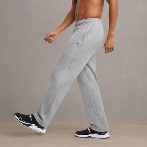 Champion Men's Open-Bottom Fleece Sweatpants, Standard Fit, Midweight, Available in Regular and Big, Oxford Gray-C Patch Logo, 3X-Large Tall