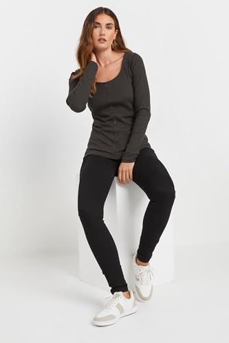 Long Tall Sally LTS Tall Ribbed Button Long Sleeve Top Grey 18