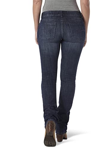 Wrangler Womens Western Mid Rise Stretch Straight Leg Jeans, Dark Stone, 5 1 US