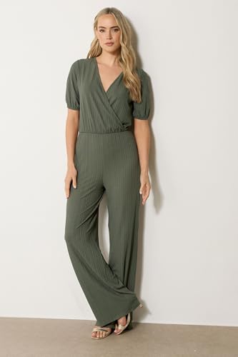 Long Tall Sally Lts Tall Ribbed Wrap Jumpsuit Khaki 14