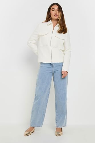 Long Tall Sally LTS Tall Boucle Zip Bomber Jacket Ivory 8