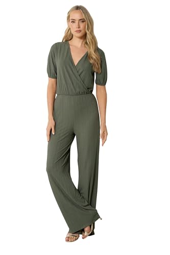Long Tall Sally Lts Tall Ribbed Wrap Jumpsuit Khaki 12