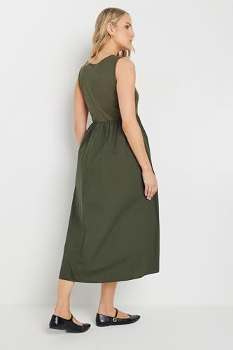 Long Tall Sally LTS Tall Jersey & Woven Mix Fabric Midi Dress Khaki 16