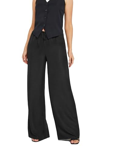 Long Tall Sally LTS Tall Textured Wide Leg Pants Black 14