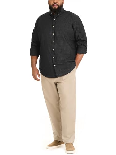 Van Heusen Men's Size Big Wrinkle Free Long Sleeve Button Down Shirt, Black, 4X-Large Tall