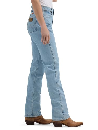 Wrangler Women's Cowboy Cut High Rise Slim Fit Tapered Leg Jean, Bleach, 7-36