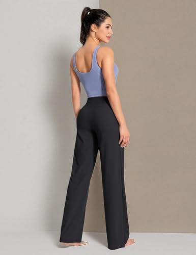 BUBBLELIME 29"/31"/33"/35"/37" Women's Wide Legs Yoga Pants Loose Lounge Sweatpants - Wide Legs_Black L_37" Inseam