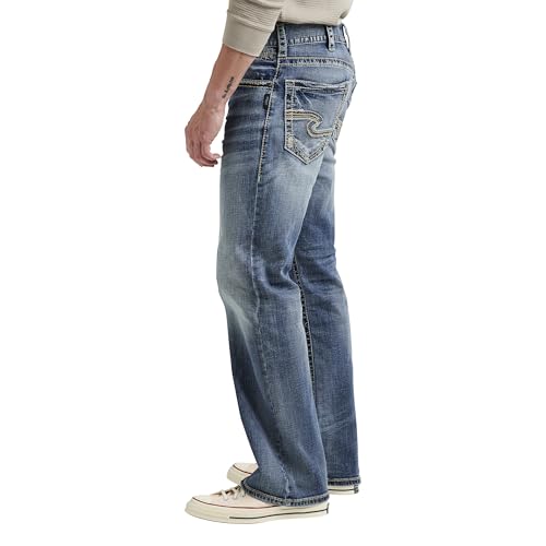 Silver Jeans Co. Men's Zac Relaxed Fit Straight Leg Jeans, Light Indigo, 30W x 36L