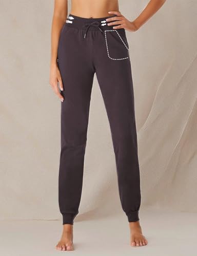 SEVEGO Womens Extra Tall 36 Inseam Jogger Lightweight Cotton Sweatpants Zipper Pockets Running Long Sweat Pants, Dark Purple, S