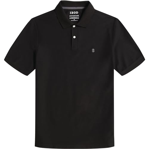IZOD Men's Big and Tall Advantage Performance Solid Polo, Black, Large Tall