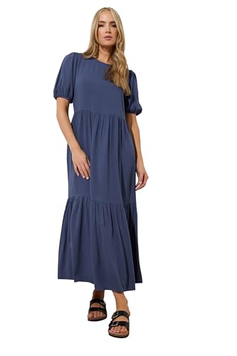 Long Tall Sally LTS Tall Puff Sleeve Tiered Midaxi Dress Blue 6