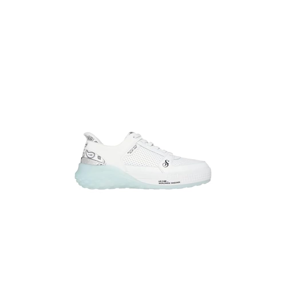 White Leather Ice Blue Trim