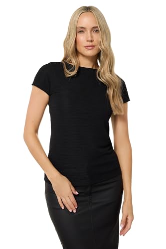 Long Tall Sally LTS Tall Textured Slash Neck Top Black 10