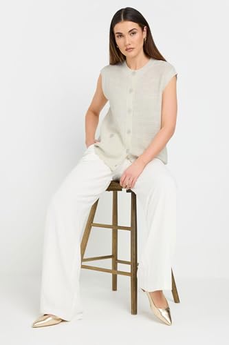 Long Tall Sally Lts Tall Knitted Metallic Button Undershirt Top Ivory 14-16