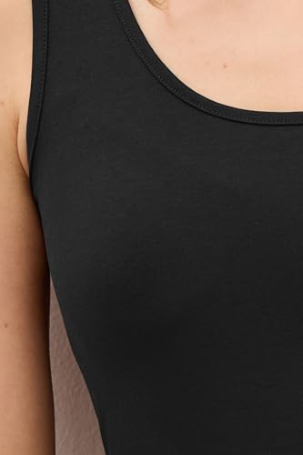 LTS MADE FOR GOOD Tall Black Cotton Longline Vest Top