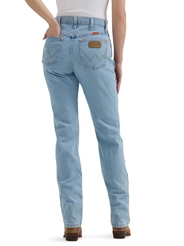 Wrangler Women's Cowboy Cut High Rise Slim Fit Tapered Leg Jean, Bleach, 7-36
