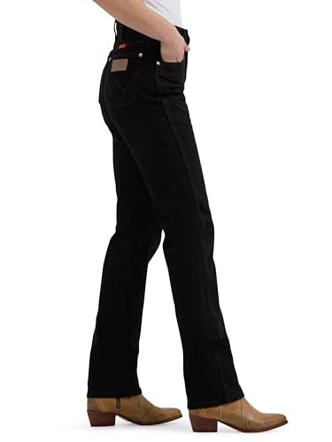 Wrangler Women's Cowboy Cut High Rise Slim Fit Tapered Leg Jean, Black, 1-34