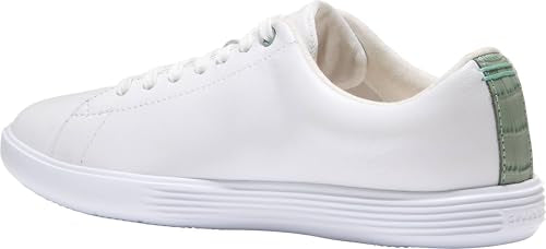 White Leather/Lily Pad Crocodile Print Leather