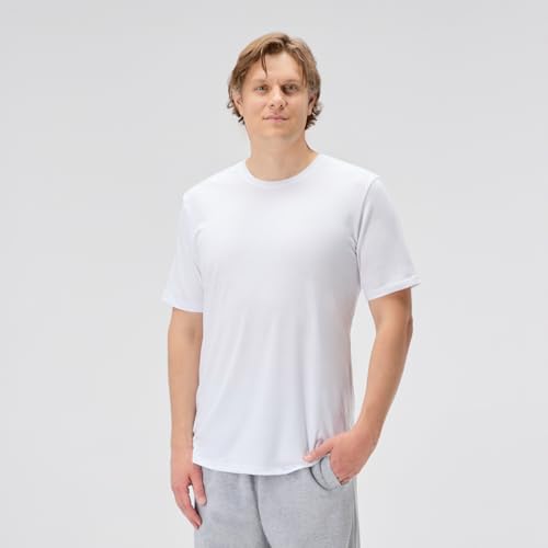 TallSlim Men's Tall Slim-Fit Short Sleeve Crewneck T-Shirt - Extra Long, Slim Fit, Preshrunk Easy Care, White, Medium