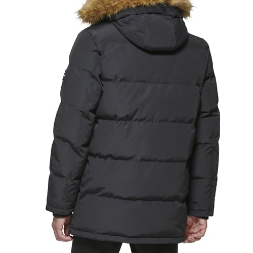 Tommy Hilfiger Men's Arctic Cloth Full Length Quilted Snorkel Jacket (Standard and Big & Tall), Black, X-Large Tall