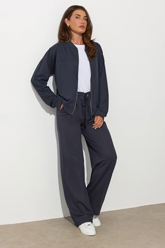 Long Tall Sally Lts Tall Jersey Cropped Bomber Jacket Blue 6