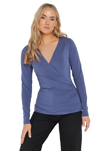 Long Tall Sally Lts Tall Long Sleeve Wrap Top Blue 16