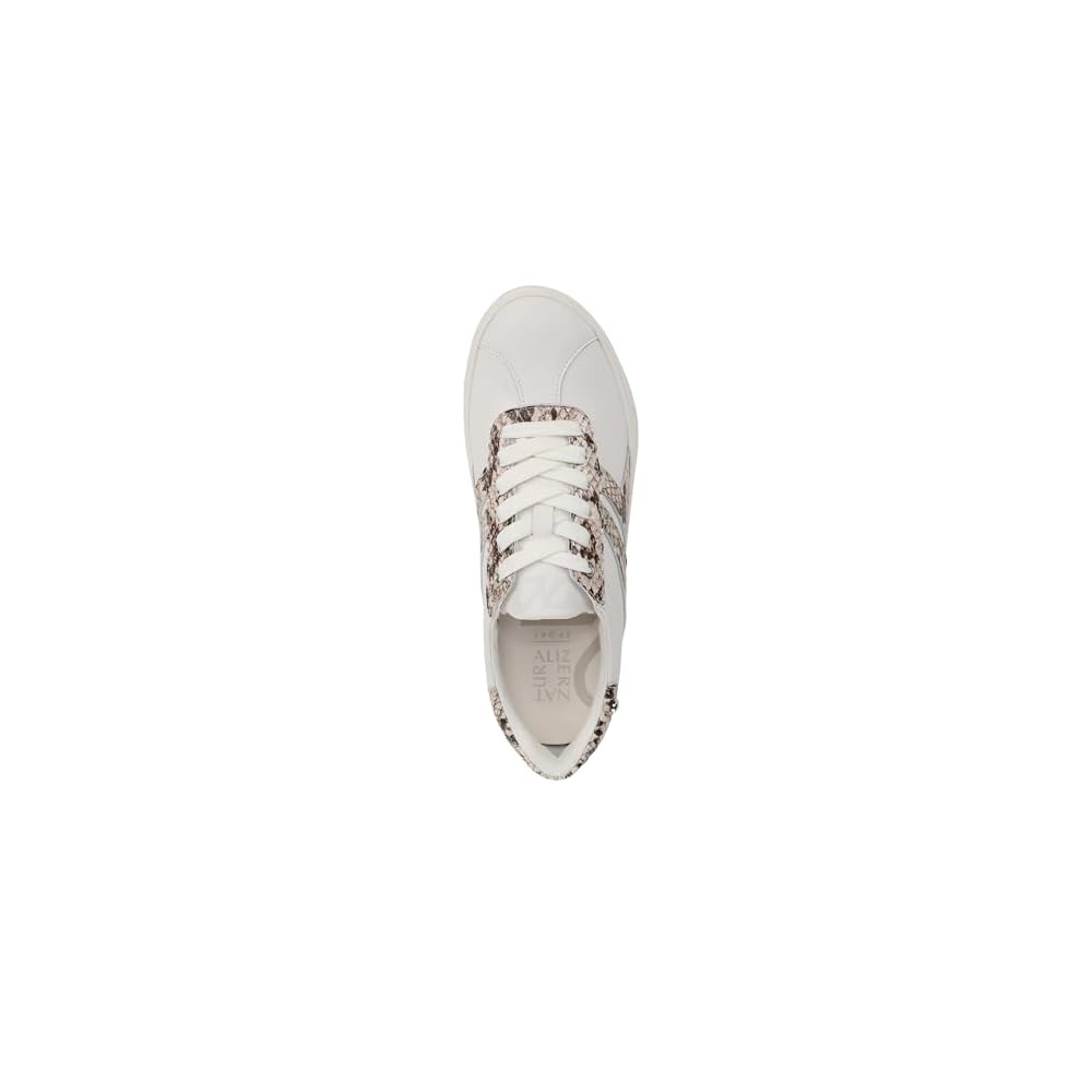 Warm White Leather/Beige Snake Print