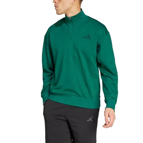 adidas Men's Tall Size All SZN Fleece Quarter-Zip Crewneck Swearshirt, Collegiate Green