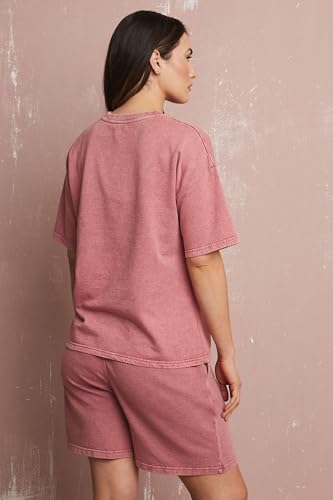 Long Tall Sally LTS Tall Acid Wash Short Sleeve Sweat T-Shirt Pink 8