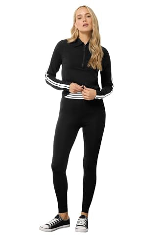 Long Tall Sally LTS Tall Side Stripe Quarter Zip Top Black 12