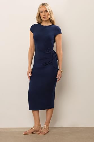 Long Tall Sally LTS Tall Ruched Tie Midi Dress Navy 12