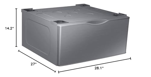 SAMSUNG 27-Inch Washer Dryer Pedestal Stand w/ Pull Out Laundry Storage Drawer, Stainless Steel, WE402NP/A3, Platinum