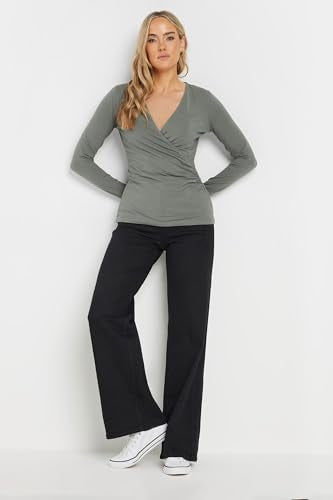Long Tall Sally Lts Tall Long Sleeve Wrap Top Grey 18-20