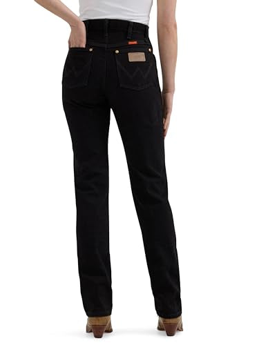 Wrangler Women's Cowboy Cut High Rise Slim Fit Tapered Leg Jean, Black, 1-34