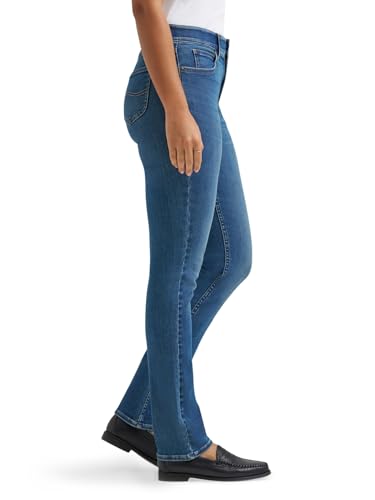 Lee Women's Ultra Lux Comfort with Flex Motion Straight Leg Jean, Blue Strain