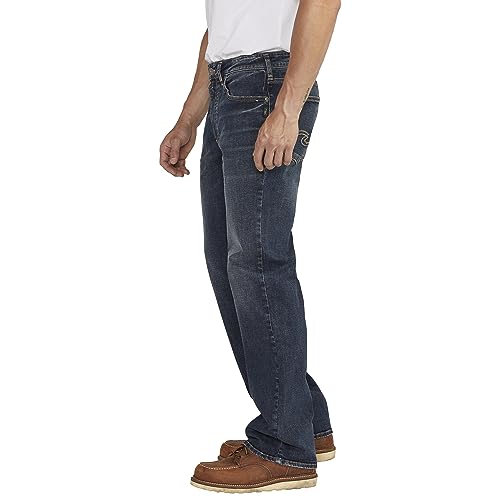 Silver Jeans Co. Men's Zac Relaxed Fit Straight Leg Jeans, Dark Wash SDK393, 29W x 36L