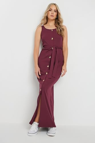Long Tall Sally LTS Tall Women's Ribbed Button Through Maxi Dress Burgundy 14